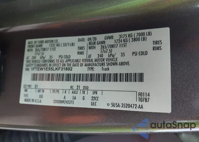 1FTEW1E55LKF31802: 43999938