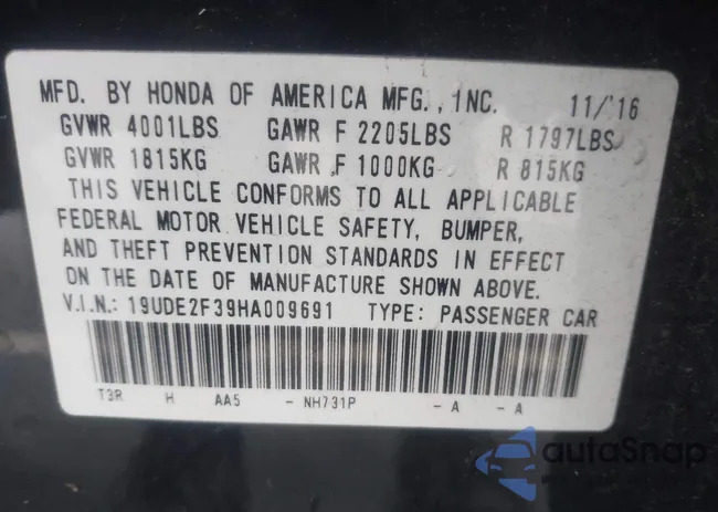 19UDE2F39HA009691: 43999955