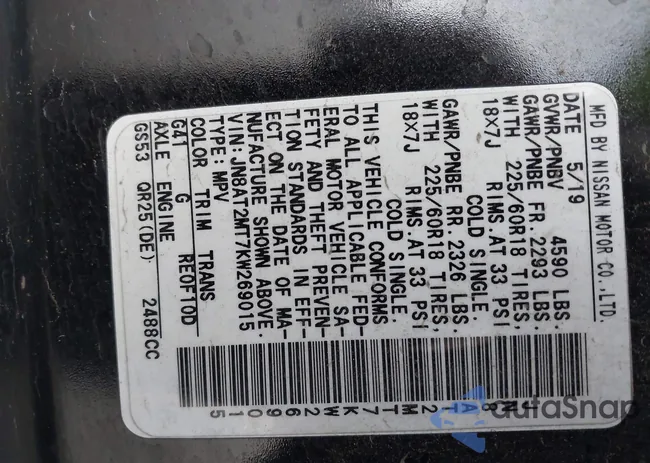 JN8AT2MT7KW269015: 43999967