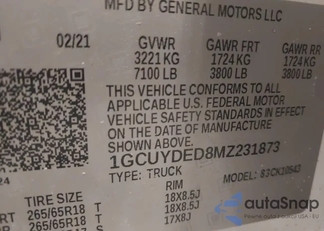 1GCUYDED8MZ231873: 44000166