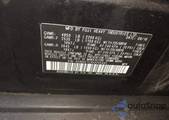 4S4BSETCXH3255492: 44000184