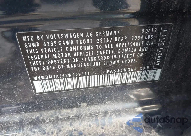 WVWDM7AJ6EW009313: 43999323