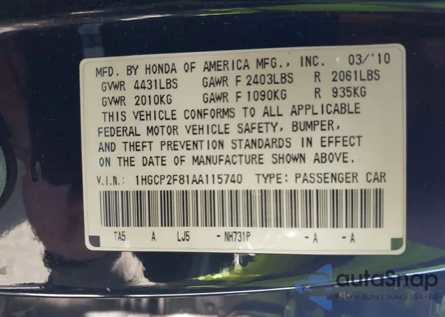 1HGCP2F81AA115740: 43999631