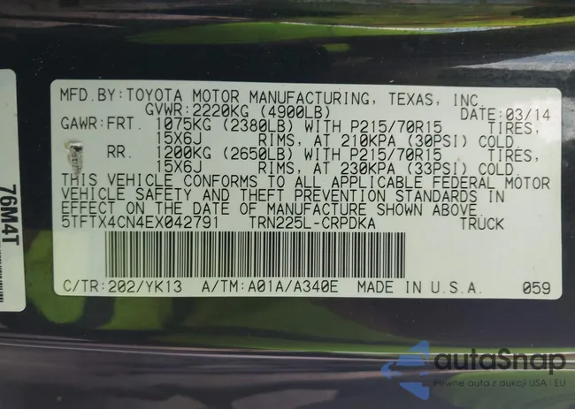 5TFTX4CN4EX042791: 43999650