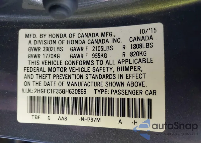 2HGFC1F35GH630869: 44000672