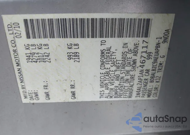 1N4AL2AP1AN467117: 44000749