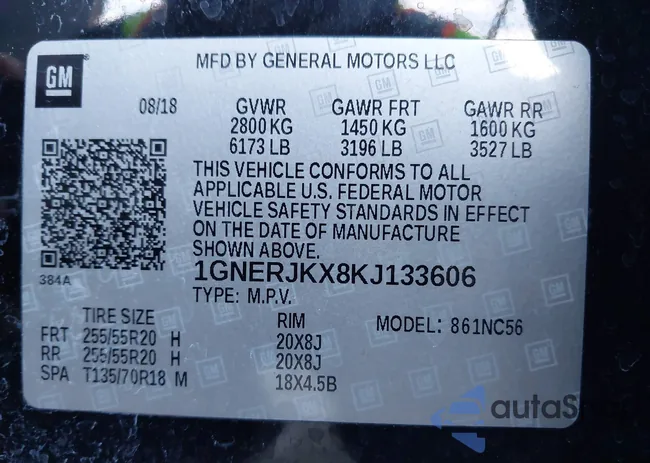 1GNERJKX8KJ133606: 44000768