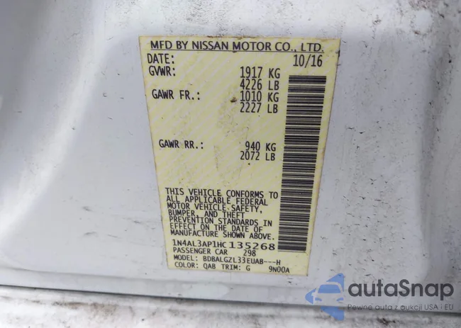 1N4AL3AP1HC135268: 44000842