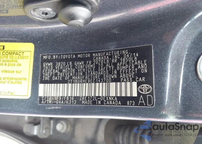 2T1BURHE8EC143700: 44000845