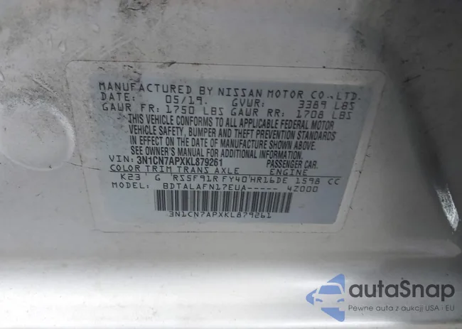 3N1CN7APXKL879261: 44000907