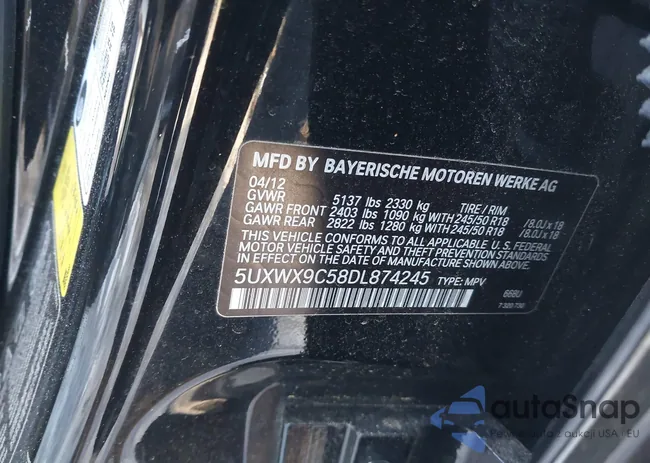 5UXWX9C58DL874245: 44000952