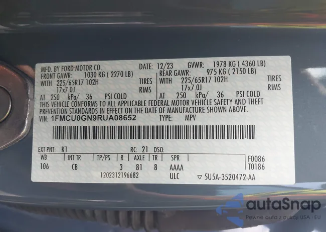 1FMCU0GN9RUA08652: 44001124