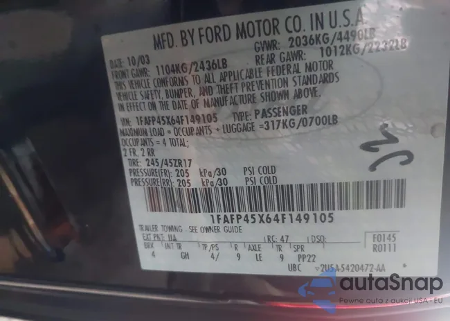 1FAFP45X64F149105: 44001252