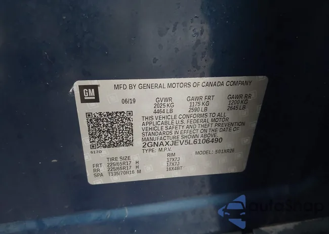 2GNAXJEV5L6106490: 44001253