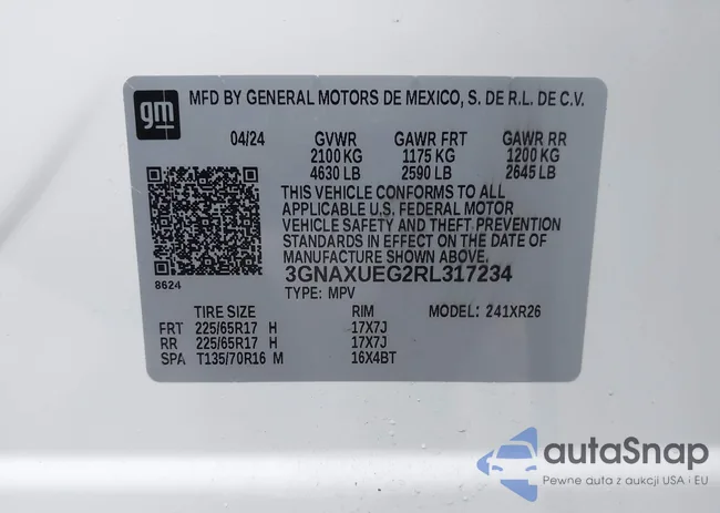 3GNAXUEG2RL317234: 44000322