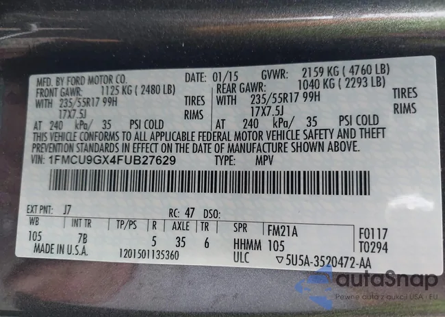 1FMCU9GX4FUB27629: 44000396