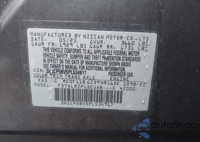 3N1CP5BV5PL534917: 44000474