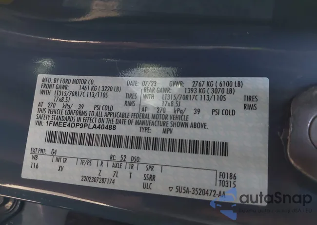 1FMEE4DP9PLA40488: 44000589