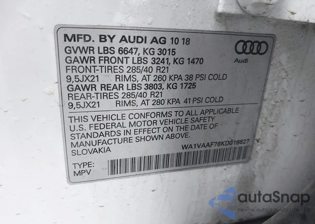 WA1VAAF78KD016627: 44001661