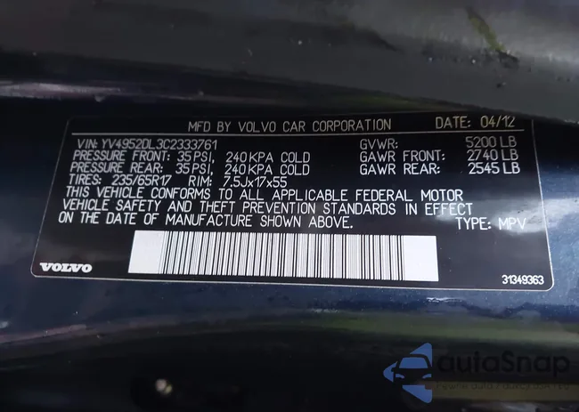 YV4952DL3C2333761: 44001675