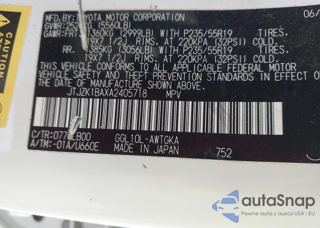 JTJZK1BAXA2405718: 44001733