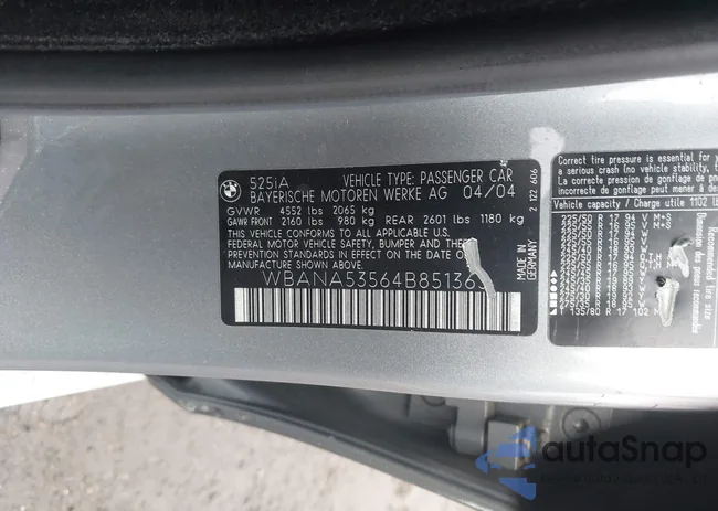 WBANA53564B851363: 44001776