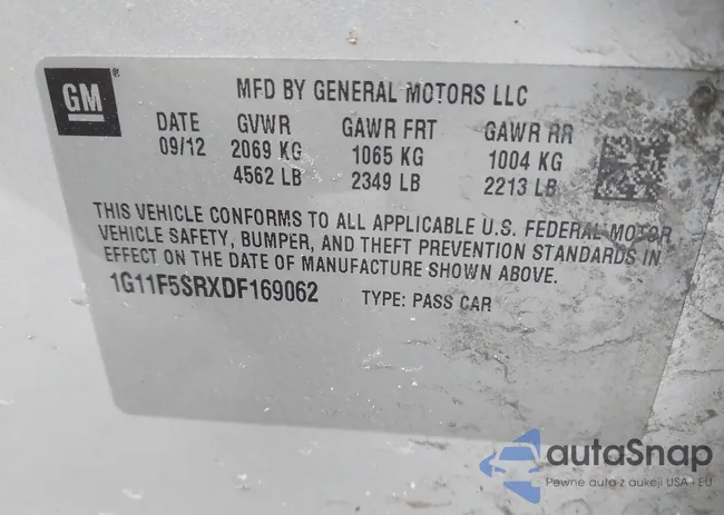 1G11F5SRXDF169062: 44001884