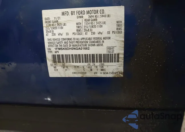 1FMSK8DH0NGA01662: 44001924