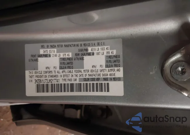 3MZBN1U73JM217741: 44001941