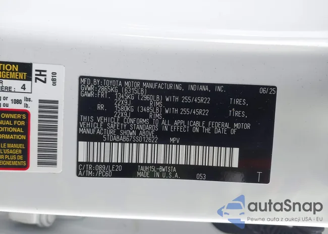 5TDABAB67SS012622: 44001961