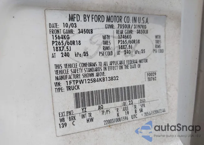 1FTPW12584KB13832: 44001962