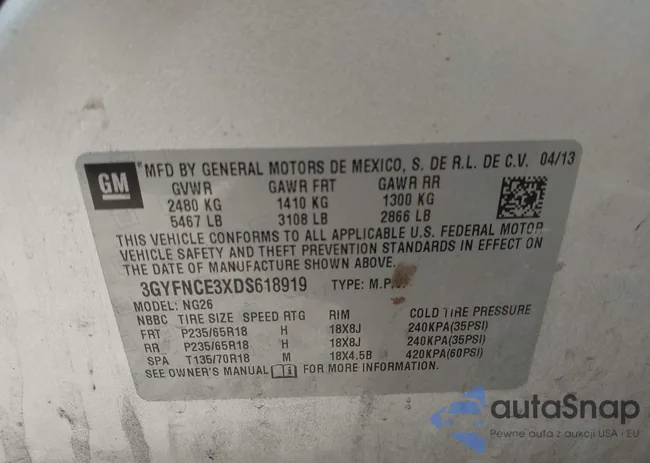 3GYFNCE3XDS618919: 44001999