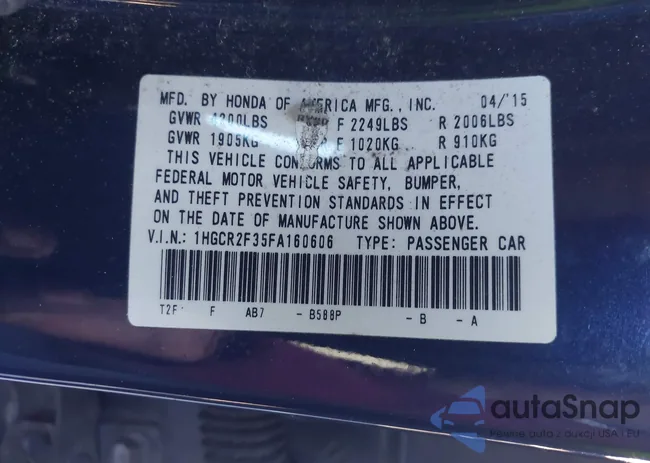 1HGCR2F35FA160606: 44002002