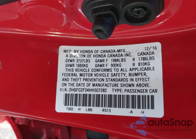 2HGFC2F54HH507282: 44002009