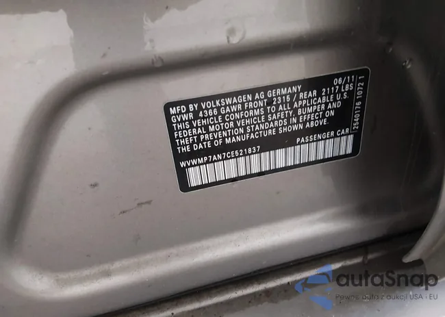 WVWMP7AN7CE521837: 44002012