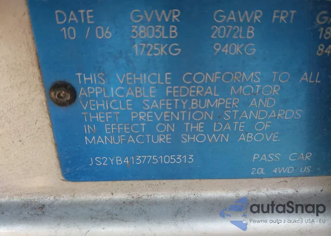 JS2YB413775105313: 44002038