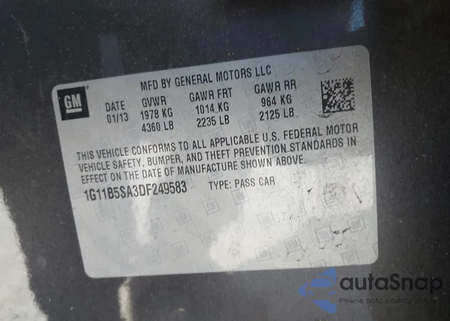 1G11B5SA3DF249583: 44002090