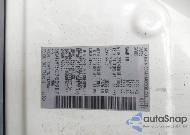 5N1AT2MT3KC769987: 44002103