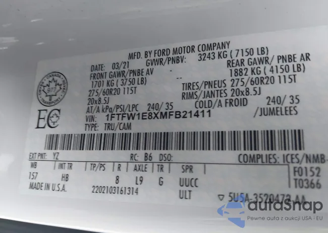 1FTFW1E8XMFB21411: 44002131