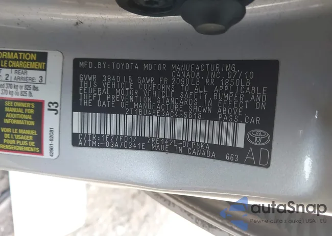 2T1BU4EE3AC455618: 44002140