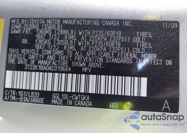 2T2ZK1BA0AC019664: 44002162