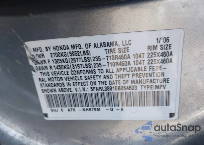 5FNRL38816B064603: 44002243