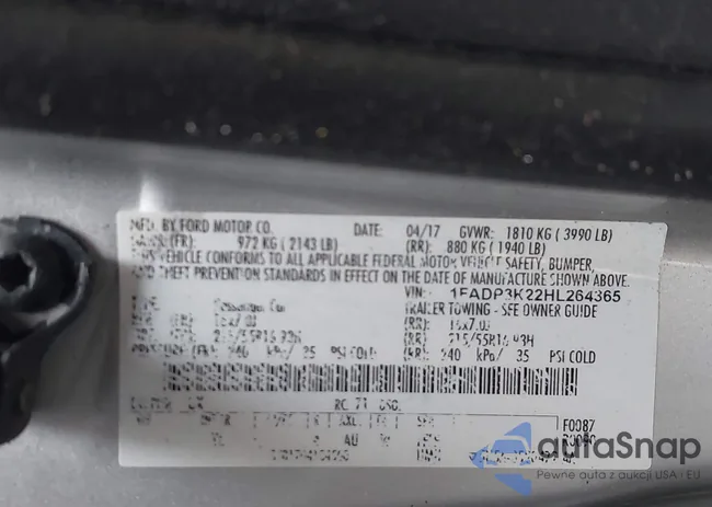 1FADP3K22HL264365: 44001325