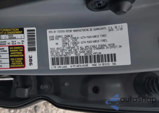 3TYEZ5CN8MT005177: 44001338