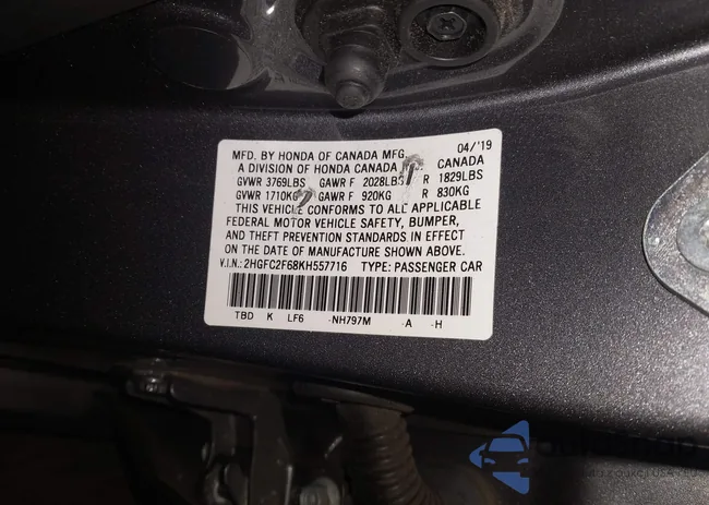 2HGFC2F68KH557716: 44001346