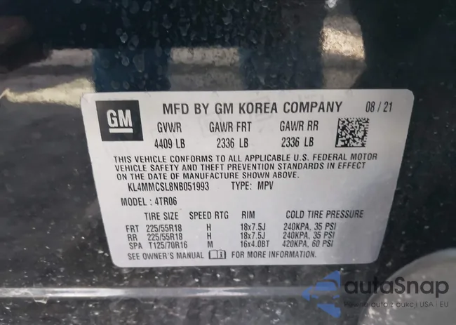 KL4MMCSL8NB051993: 44001437