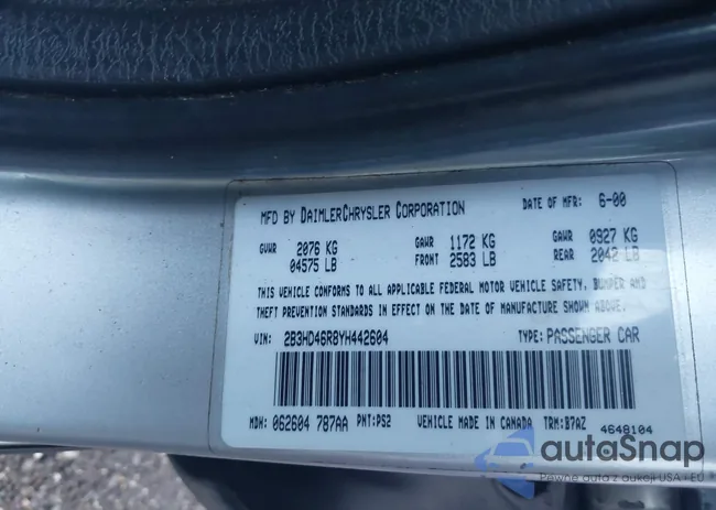 2B3HD46R8YH442604: 44001578