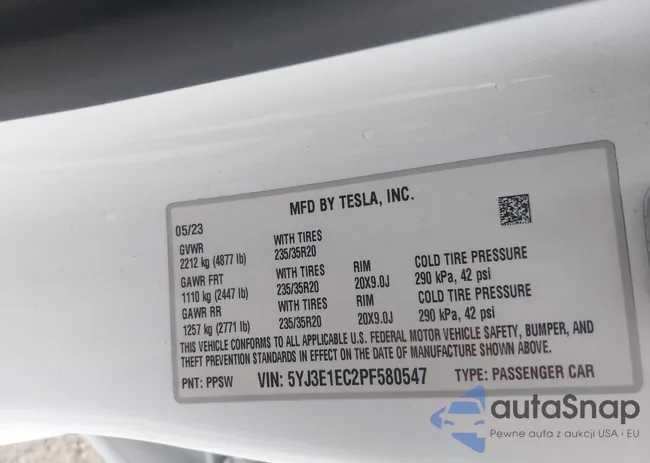 5YJ3E1EC2PF580547: 44001591