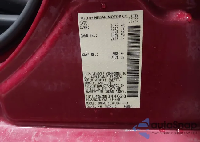 1N4BL4DW2NN344628: 44002705