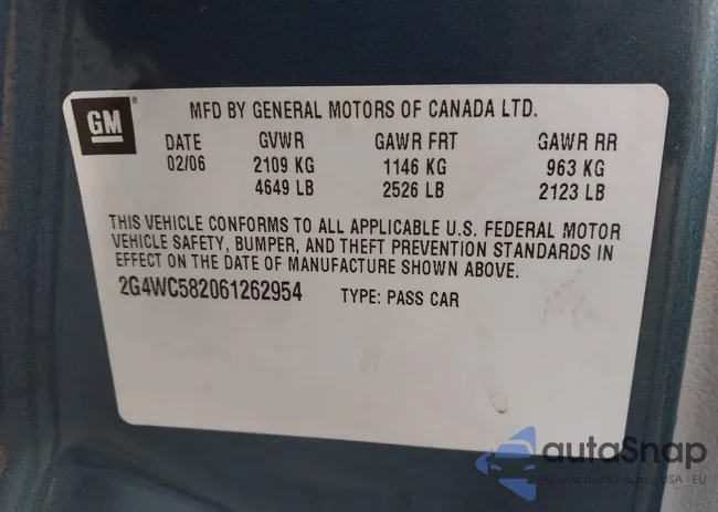 2G4WC582061262954: 44002799